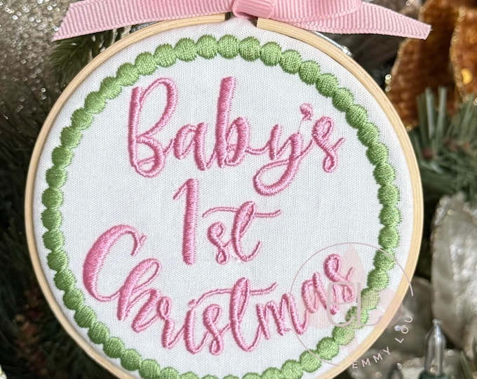 Baby's First Christmas Ornament and Keepsake, Christmas Ornament, Embroidered Ornament