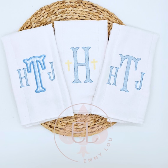 Monogrammed Embroidered Personalized Burp Cloth and Bib for Boy, Baby Shower Gift, Embroidered Bib, Baby Coming Home, Newborn Baby Gift Set