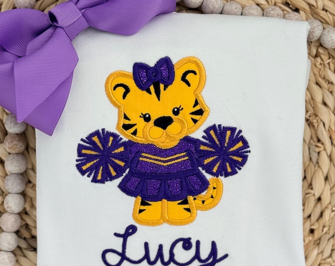 Tiger Cheerleader Shirt for Girls/ Football Shirts for Baby/Toddler Shirt/Football Shirts Personalized/Tiger Football Shirt