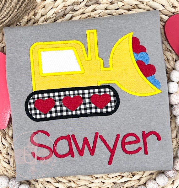 Custom Toddler Boys Construction Valentines Day Shirt, Kids Valentines Shirt, Boys Dozer Valentines Shirt, Personalized Boys Shirt