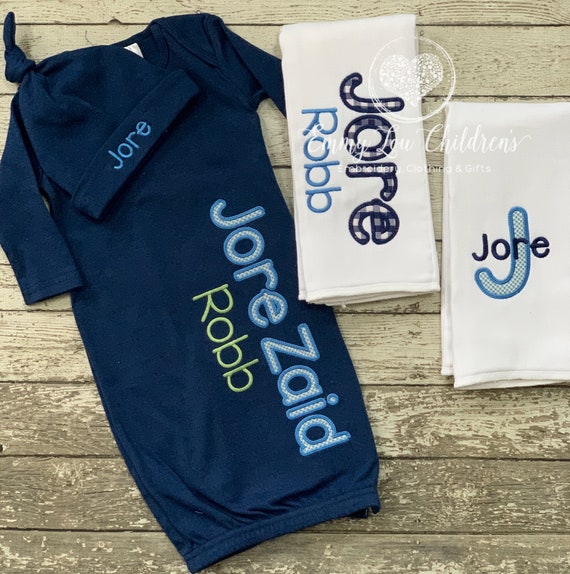 Baby Gown Boy, Baby Gown with Name, Baby Gown, Personalized, Coming Home Outfit, Baby Outfit, Baby Gift, Baby Gown Set, Baby Shower Gift