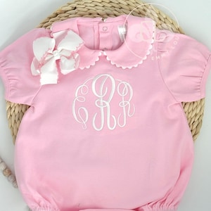 Embroidered Peter Pan Collar Bubble for Baby Girls