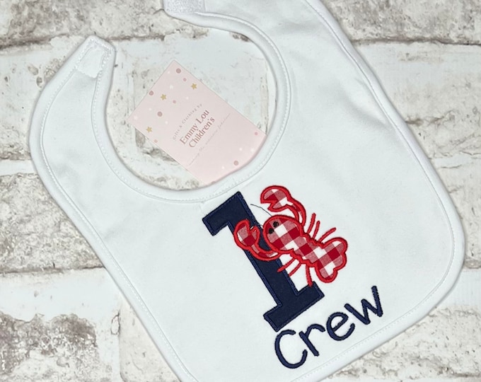 First Birthday bib, Crawfish Birthday Bib, Lobster Birthday Bib, 1st Birthday Bib, Crawfish Theme Birthday