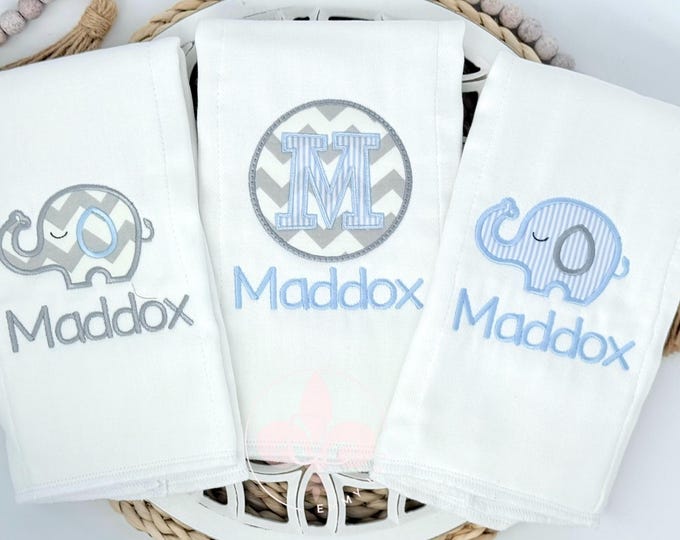 Personalized Embroidered Custom Burp Cloth Set - Baby Shower Gift