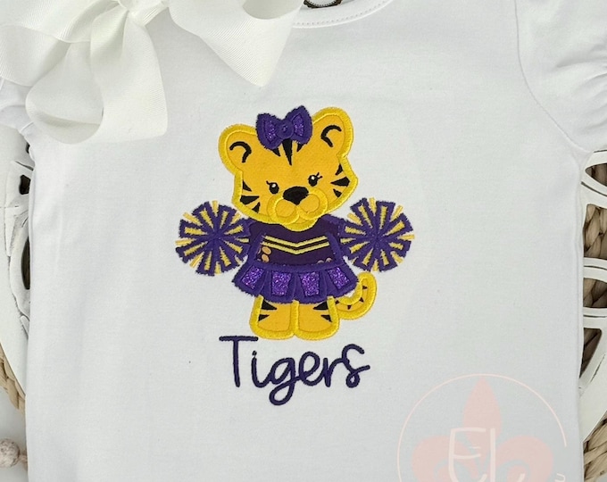 Personalized Tiger Football Shirt: Cheerleader Toddler & Girls