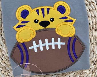 Ready to Ship Boys Tiger Football Shirt, Tiger Football Shirt, T, Baby Football Shirt, Purple and Gold Tigers Shirt