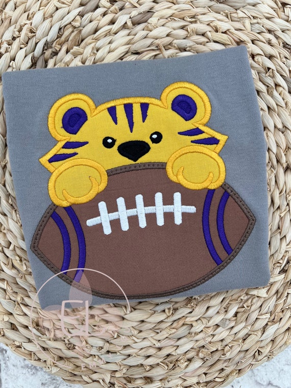 Ready to Ship Boys Tiger Football Shirt, Tiger Football Shirt, T, Baby Football Shirt, Purple and Gold Tigers Shirt
