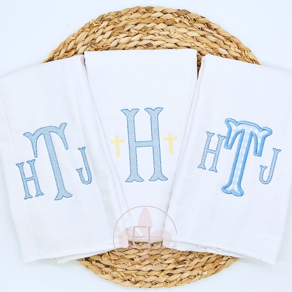 Monogrammed Embroidered Personalized Burp Cloth and Bib for Boy, Baby Shower Gift, Embroidered Bib, Baby Coming Home, Newborn Baby Gift Set