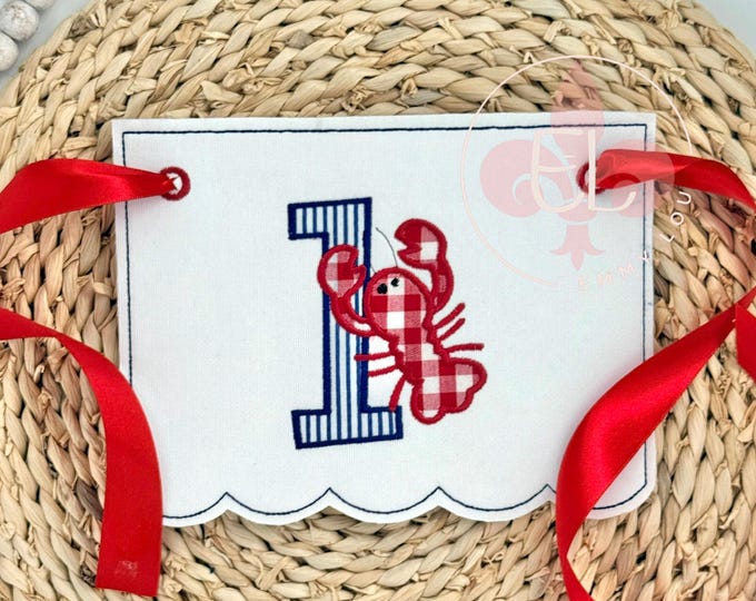 First Birthday Banner with Number 1 and Balloons  - Custom Personalized Highchair Banner with Name and Ribbons