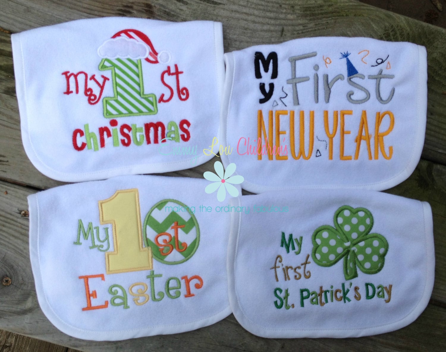 Baby Gift Set Four Baby Bibs Personalized Christmas Etsy