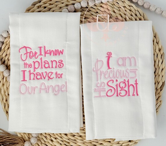 Personalized Baby Burp Cloths with Bible Quote - Unique Shower Gift