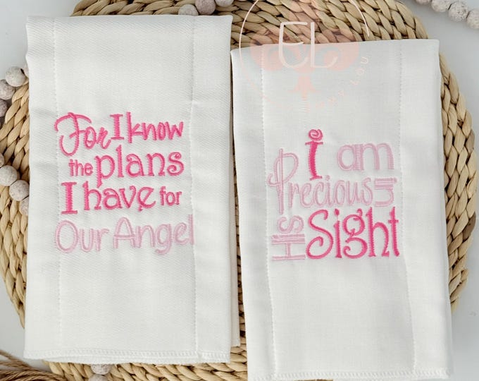 Personalized Baby Burp Cloths with Bible Quote - Unique Shower Gift