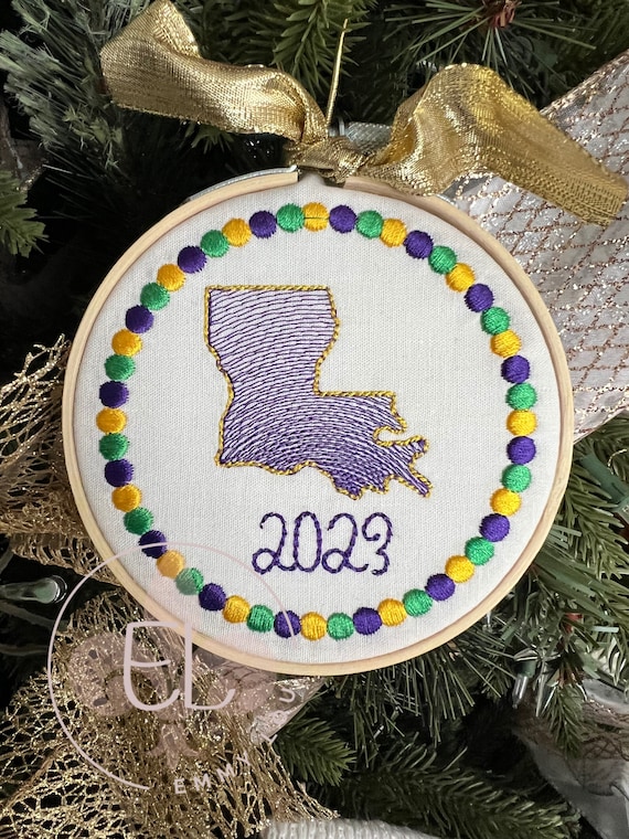 Embroidered Mardi Gras Ornament, Mardi Gras Favor for Balls, Mardi Gras Decoration,Handmade Louisiana Gift
