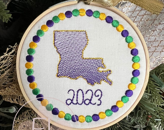 Embroidered Mardi Gras Ornament, Mardi Gras Favor for Balls, Mardi Gras Decoration,Handmade Louisiana Gift