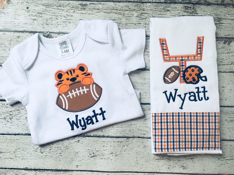 Baby Boy Gift Baby Burp Cloths Personalized Baby Boy Shower Gift Boy Gift Personalized Football Baby Gift Football Baby Boy Burp Cloth