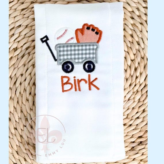 Personalized Baseball Baby Gift: Embroidered Burp Cloths
