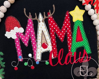 Womens Mama Claus Christmas Shirt, Personalized Family Christmas Shirt,