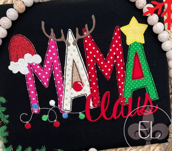 Womens Mama Claus Christmas Shirt, Personalized Family Christmas Shirt,