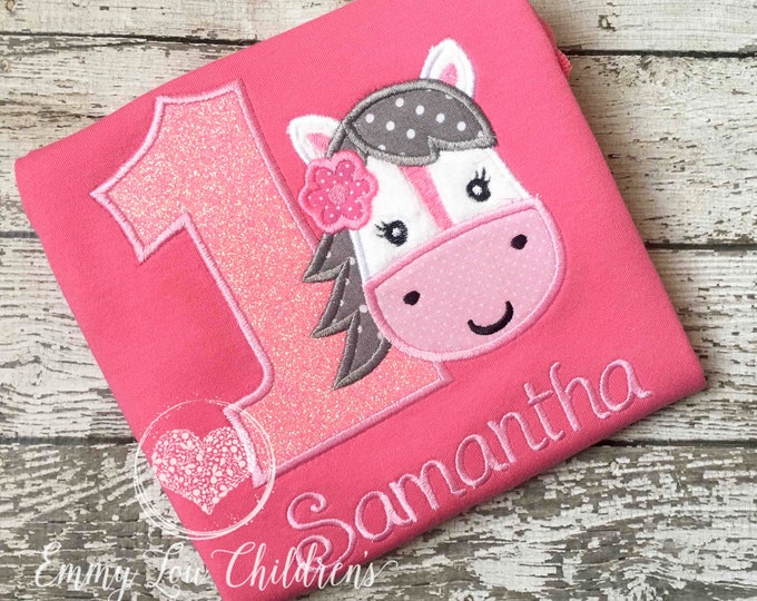 Applique Horse 1st Birthday Shirt, Personalized Outfit