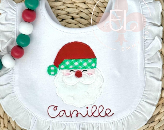 Personalized Baby's First Christmas Bib: Applique Christmas Tree Design