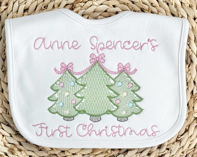 Personalized Christmas Baby Bib for Girls, Baby's First Christmas Bib, Custom Bib for Baby, Christmas Bib for Girls, Baby Shower Gift