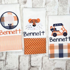 Monogrammed Golf Embroidered Burp Cloth Set / Personalized Baby Boy Gift / Appliquéd Baby Boy Burp Cloths/ Cloth Diaper Burp Cloth Set/