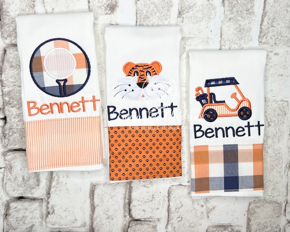 Monogrammed Golf Embroidered Burp Cloth Set / Personalized Baby Boy Gift / Appliquéd Baby Boy Burp Cloths/ Cloth Diaper Burp Cloth Set/