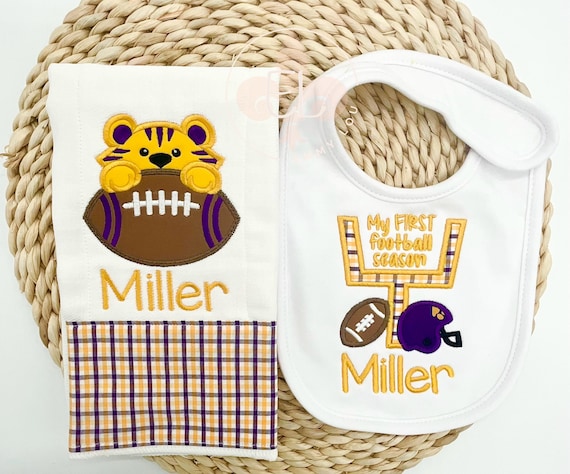 Burp Cloth, Personalized Burp, Baby Shower Gift, LSU Tigers, LSU Football, LSU Gift, Geaux Tigers, Louisiana State Tigers, Tigers Football