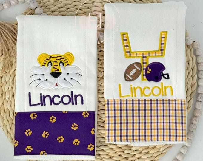 Monogram Name Burp Cloth, Baby Gift Set, Baby Boys Bib Burp Cloth, Embroidered Burp Cloth, Personalized Bib Burp Cloth