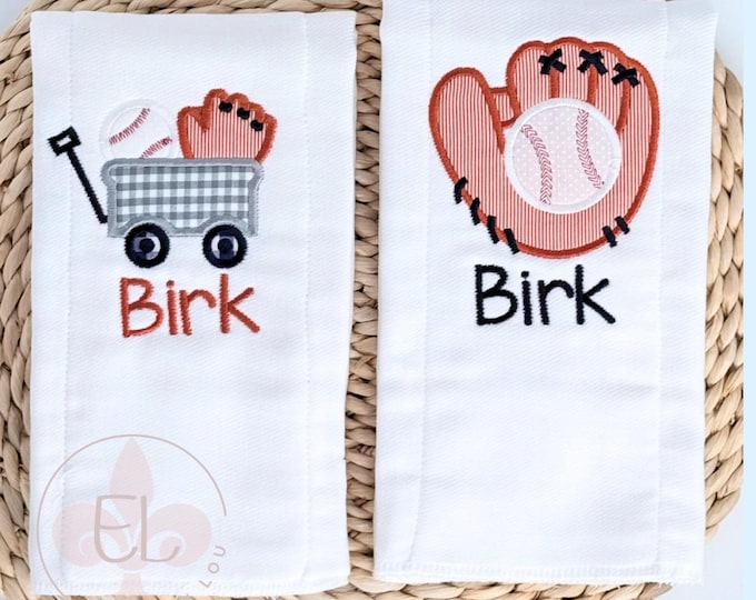 Baseball Baby Gift Set - Embroidered Burp Cloths for Baby