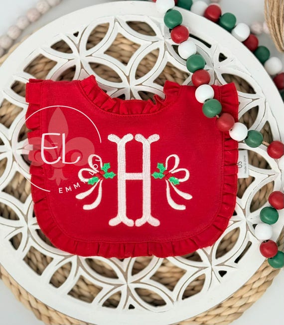 Personalized Christmas Baby Bib for Girls, Baby's First Christmas Bib, Custom Bib for Baby, Christmas Bib for Girls, Baby Shower Gift