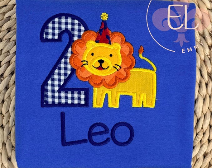 Embroidered Lion Birthday Outfit, Personalized Boy Shirt & Shorts