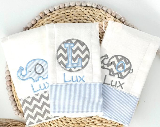 Personalized Embroidered Custom Burp Cloth Set - Baby Shower Gift