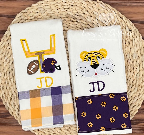 Monogrammed Baby Burp Cloth Set: Personalized Baby Boy Gift