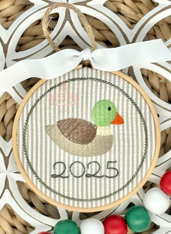 Personalized Ornament and Keepsake, Mallard Duck Hunting Christmas Ornament, Embroidered Ornament