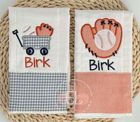 Baseball Baby Gift Set - Embroidered Burp Cloths for Baby
