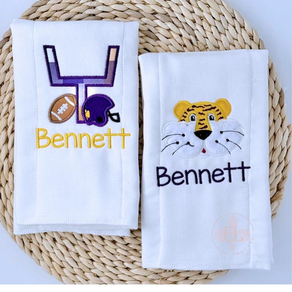 Burp Cloth, Personalized Burp, Baby Shower Gift, LSU Tigers, LSU Football, LSU Gift, Geaux Tigers, Louisiana State Tigers, Tigers Football
