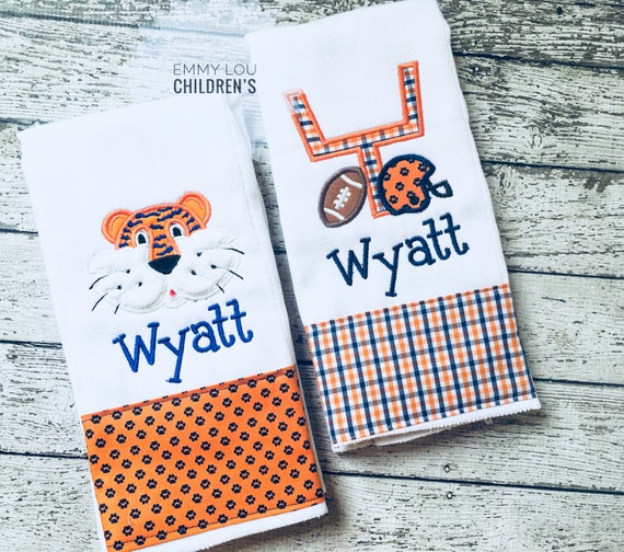 Baby boy Gift, Baby Boy Burp Cloth, Baby Boy Burp Clothes, Baby Boy Burp Cloth Sets, Baby Boy Burp Rag, Tigers, Football, Burp Cloths