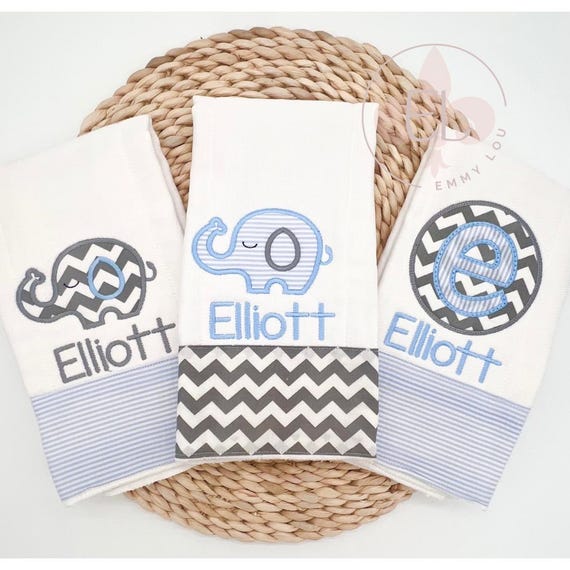 Monogrammed Embroidered Personalized Burp Cloth and Bib for Boy, Baby Shower Gift, Embroidered Bib, Baby Coming Home, Newborn Baby Gift Set