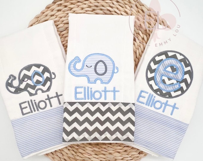 Monogrammed Embroidered Personalized Burp Cloth and Bib for Boy, Baby Shower Gift, Embroidered Bib, Baby Coming Home, Newborn Baby Gift Set