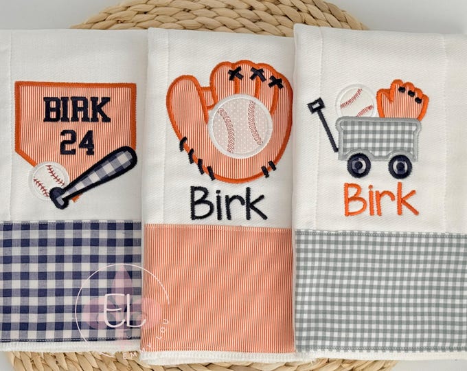 Personalized Embroidered Custom Burp Cloth Set - Baby Shower Gift