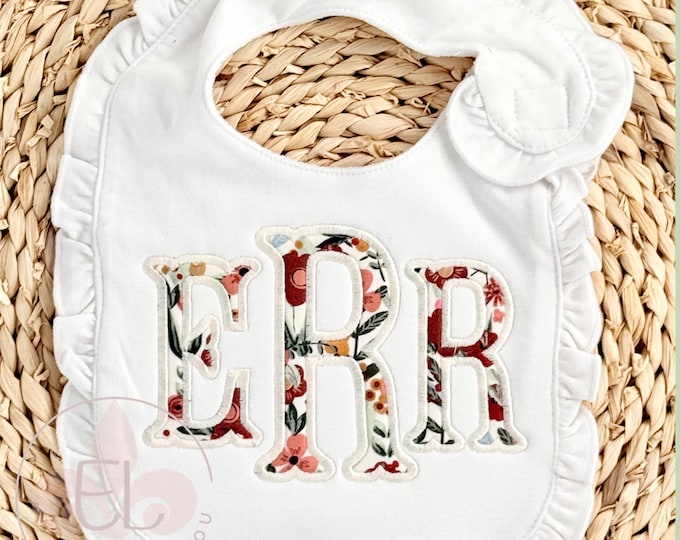 Personalized Bib for Baby, Name Bib, Ruffle Bib, Baby Shower Gift, Baby Gift Set, Baby Girl Bib, Monogram Gifts, Baby Gifts