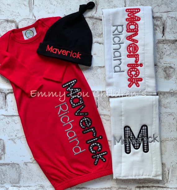 Baby Gown Boy, Baby Gown with Name, Baby Gown Personalized, Baby Coming Home Outfit, Baby Outfit, Baby Gift, Baby Gown Set, Baby Shower Gift