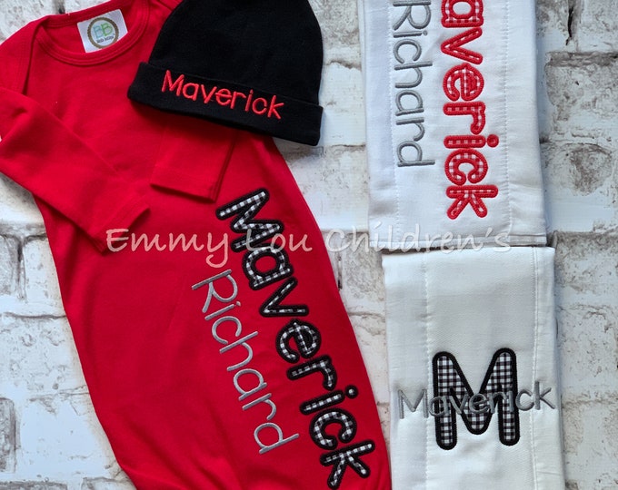 Baby Gown Boy, Baby Gown with Name, Baby Gown Personalized, Baby Coming Home Outfit, Baby Outfit, Baby Gift, Baby Gown Set, Baby Shower Gift