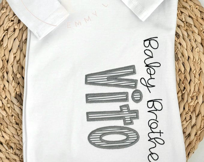 Personalized Baby Gown: Embroidered Cotton, Little Brother Gift