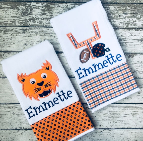 Baby boy Gift, Baby Boy Burp Cloth, Baby Boy Burp Clothes, Baby Boy Burp Cloth Sets, Baby Boy Burp Rag, Football Theme, Wildcat, Burp Cloths