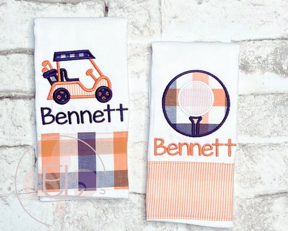 Personalized Baby Gift for Newborn Boy, Personalized Monogrammed Burp Cloth, Golf Cart Burp Cloth, Golf Baby Gift, Embroidered Burp Cloth