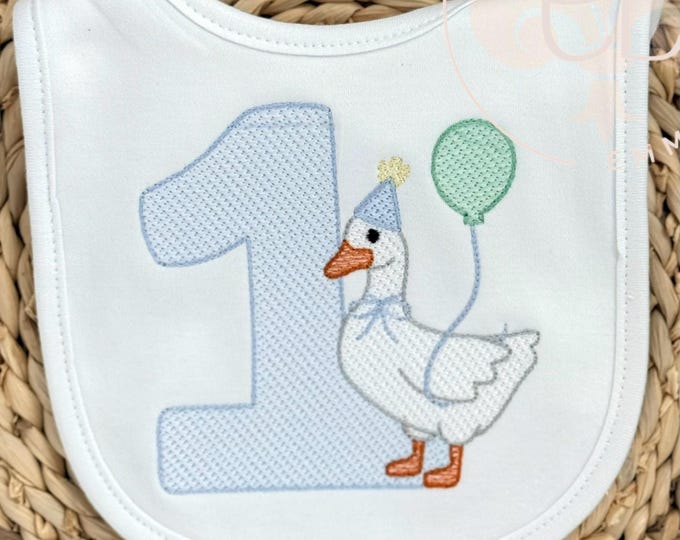 One Silly Goose Birthday Bib for First Birthday Party or Smash Cake Photo