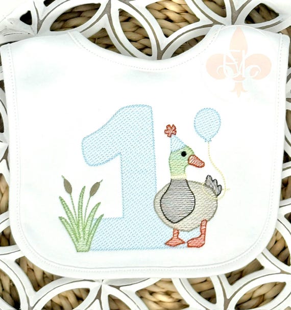 One Lucky Duck Birthday Bib for Little Boys