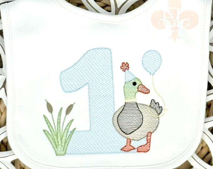 One Lucky Duck Birthday Bib for Little Boys